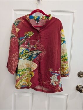 Citron Santa Monica Red Asian Inspired Kimono